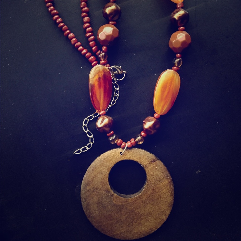 Amber color necklace